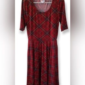 Lularoe Nicole-plaid red/navy/yellow